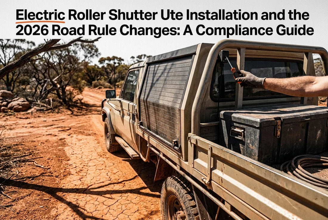 Professional header image for industry analysis: Electric Roller Shutter Ute Installation and the 2026 Roa...